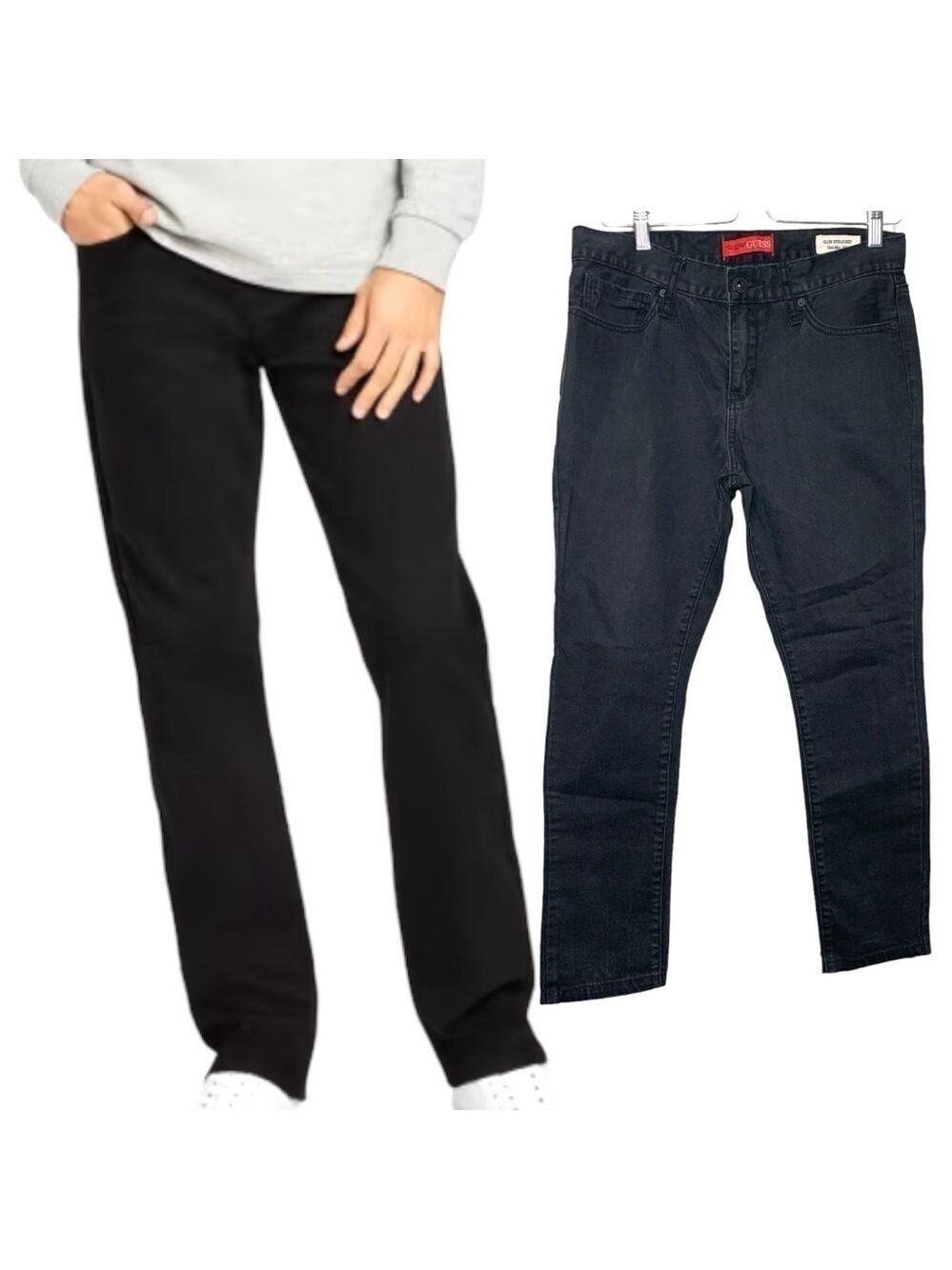 Guess Delmar Slim Straight Jeans Men Sz 31X30 (real 32x29) Black Denim Modern